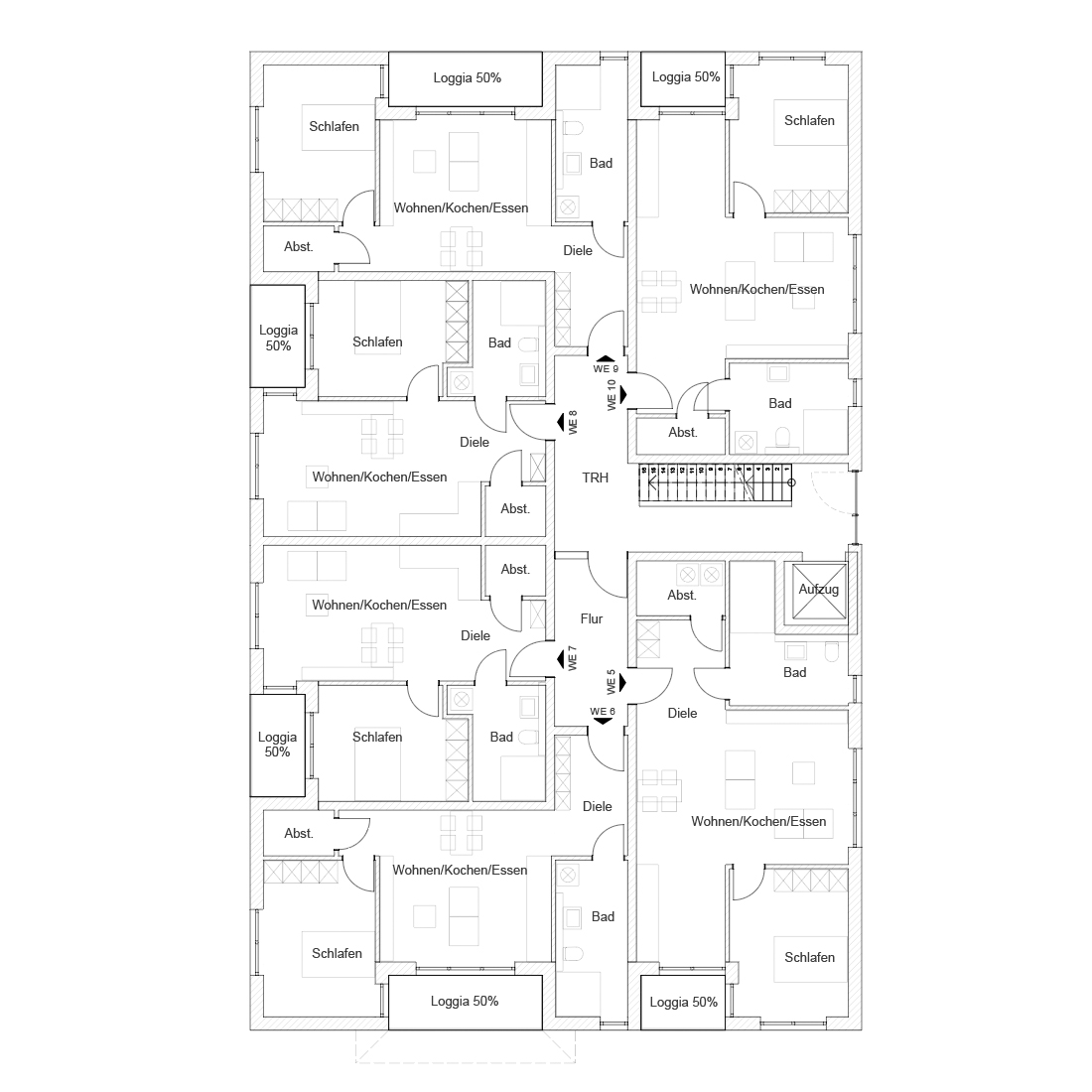 Bild des Grundrisses des Erdgeschosses von Haus 1.