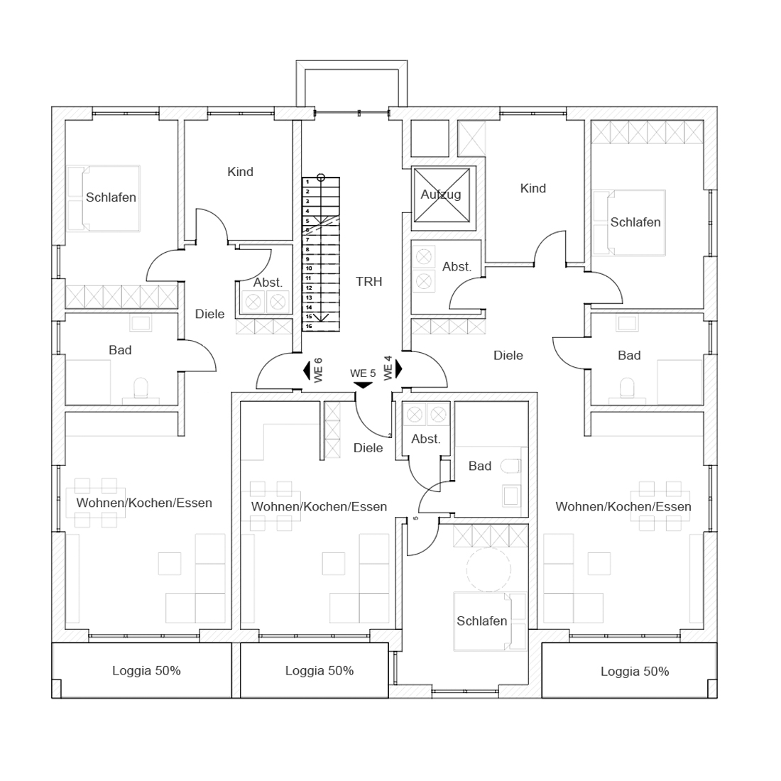 Bild des Grundrisses der ersten Etage von Haus 2.