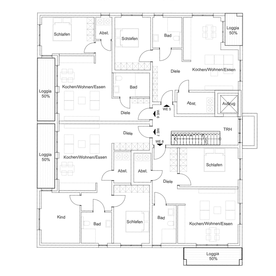 Bild des Grundrisses des 1. Obergeschosses von Haus 3.
