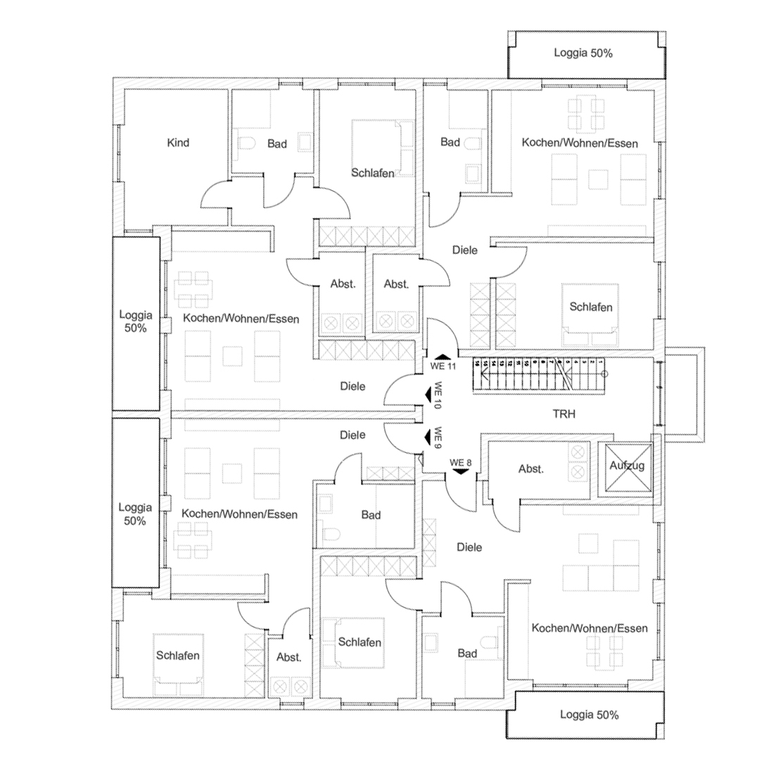 Bild des Grundrisses des 1. Obergeschosses von Haus 4.