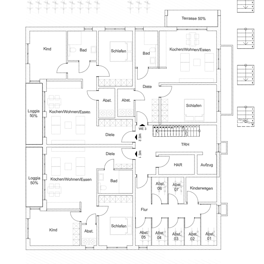 Bild des Grundrisses der Parterre-Etage von Haus 4.
